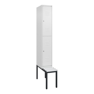 C+P Doppelstock-Spind Classic PLUS, Bank, 1 Abteil, 2120x300x815mm, 9016/9016 Verschluss Zylinderschloss Sitzbanktyp untergebaut Material Sitzfläche Kunststoff