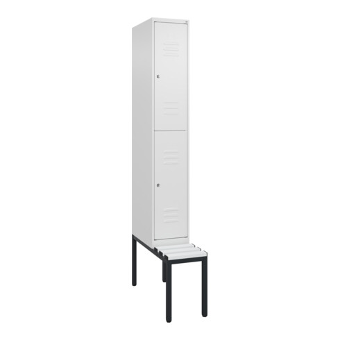 C+P Doppelstock-Spind Classic PLUS, Bank, 1 Abteil, 2120x300x815mm, 9016/9016 Verschluss Zylinderschloss Sitzbanktyp untergebaut Material Sitzfläche Kunststoff
