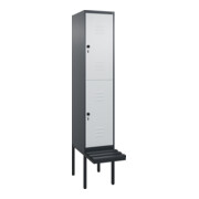 C+P Doppelstock-Spind Classic PLUS, Bank, 1 Abteil, 2120x400x815mm, 7016/7035 Verschluss Sicherheits-Drehriegel Sitzbanktyp auskragend Material Sitzfläche Kunststoff