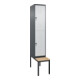 C+P Doppelstock-Spind Classic PLUS, Bank, 1 Abteil, 2120x400x815mm, 7016/7035 Verschluss Sicherheits-Drehriegel Sitzbanktyp untergebaut Material Sitzfläche Buche-Hartholz-1