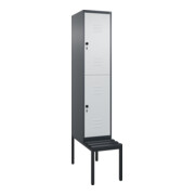 C+P Doppelstock-Spind Classic PLUS, Bank, 1 Abteil, 2120x400x815mm, 7016/7035 Verschluss Sicherheits-Drehriegel Sitzbanktyp untergebaut Material Sitzfläche Kunststoff