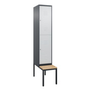C+P Doppelstock-Spind Classic PLUS, Bank, 1 Abteil, 2120x400x815mm, 7016/7035 Verschluss Zylinderschloss Sitzbanktyp untergebaut Material Sitzfläche Buche-Hartholz
