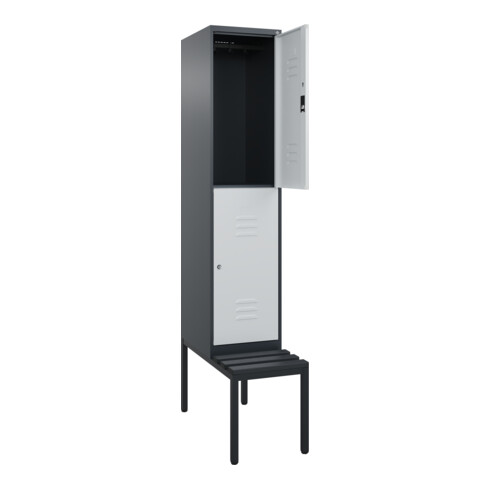 C+P Doppelstock-Spind Classic PLUS, Bank, 1 Abteil, 2120x400x815mm, 7016/7035 Verschluss Zylinderschloss Sitzbanktyp untergebaut Material Sitzfläche Kunststoff