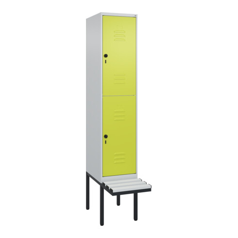 C+P Doppelstock-Spind Classic PLUS, Bank, 1 Abteil, 2120x400x815mm, 7035/0024 Verschluss Sicherheits-Drehriegel Sitzbanktyp auskragend Material Sitzfläche Kunststoff