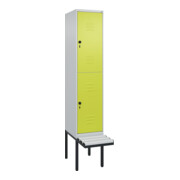 C+P Doppelstock-Spind Classic PLUS, Bank, 1 Abteil, 2120x400x815mm, 7035/0024 Verschluss Sicherheits-Drehriegel Sitzbanktyp auskragend Material Sitzfläche Kunststoff