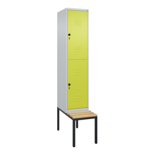 C+P Doppelstock-Spind Classic PLUS, Bank, 1 Abteil, 2120x400x815mm, 7035/0024 Verschluss Sicherheits-Drehriegel Sitzbanktyp untergebaut Material Sitzfläche Buche-Hartholz