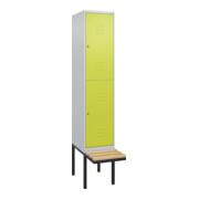 C+P Doppelstock-Spind Classic PLUS, Bank, 1 Abteil, 2120x400x815mm, 7035/0024 Verschluss Zylinderschloss Sitzbanktyp auskragend Material Sitzfläche Buche-Hartholz