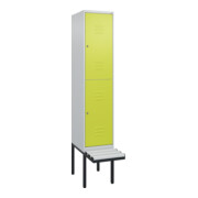 C+P Doppelstock-Spind Classic PLUS, Bank, 1 Abteil, 2120x400x815mm, 7035/0024 Verschluss Zylinderschloss Sitzbanktyp auskragend Material Sitzfläche Kunststoff