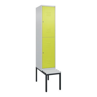 C+P Doppelstock-Spind Classic PLUS, Bank, 1 Abteil, 2120x400x815mm, 7035/0024 Verschluss Zylinderschloss Sitzbanktyp untergebaut Material Sitzfläche Kunststoff