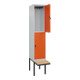 C+P Doppelstock-Spind Classic PLUS, Bank, 1 Abteil, 2120x400x815mm, 7035/2004 Verschluss Sicherheits-Drehriegel Sitzbanktyp auskragend Material Sitzfläche Buche-Hartholz