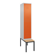 C+P Doppelstock-Spind Classic PLUS, Bank, 1 Abteil, 2120x400x815mm, 7035/2004 Verschluss Zylinderschloss Sitzbanktyp untergebaut Material Sitzfläche Buche-Hartholz