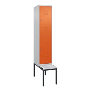 C+P Doppelstock-Spind Classic PLUS, Bank, 1 Abteil, 2120x400x815mm, 7035/2004 Verschluss Zylinderschloss Sitzbanktyp untergebaut Material Sitzfläche Kunststoff