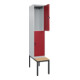 C+P Doppelstock-Spind Classic PLUS, Bank, 1 Abteil, 2120x400x815mm, 7035/3003 Verschluss Sicherheits-Drehriegel Sitzbanktyp untergebaut Material Sitzfläche Buche-Hartholz-2