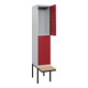 C+P Doppelstock-Spind Classic PLUS, Bank, 1 Abteil, 2120x400x815mm, 7035/3003 Verschluss Zylinderschloss Sitzbanktyp auskragend Material Sitzfläche Buche-Hartholz-2