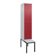 C+P Doppelstock-Spind Classic PLUS, Bank, 1 Abteil, 2120x400x815mm, 7035/3003 Verschluss Zylinderschloss Sitzbanktyp untergebaut Material Sitzfläche Kunststoff