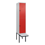 C+P Doppelstock-Spind Classic PLUS, Bank, 1 Abteil, 2120x400x815mm, 7035/3020 Verschluss Sicherheits-Drehriegel Sitzbanktyp auskragend Material Sitzfläche Kunststoff