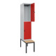 C+P Doppelstock-Spind Classic PLUS, Bank, 1 Abteil, 2120x400x815mm, 7035/3020 Verschluss Sicherheits-Drehriegel Sitzbanktyp untergebaut Material Sitzfläche Buche-Hartholz-1