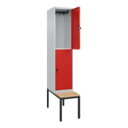 C+P Doppelstock-Spind Classic PLUS, Bank, 1 Abteil, 2120x400x815mm, 7035/3020 Verschluss Sicherheits-Drehriegel Sitzbanktyp untergebaut Material Sitzfläche Buche-Hartholz