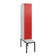C+P Doppelstock-Spind Classic PLUS, Bank, 1 Abteil, 2120x400x815mm, 7035/3020 Verschluss Zylinderschloss Sitzbanktyp untergebaut Material Sitzfläche Kunststoff