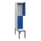C+P Doppelstock-Spind Classic PLUS, Bank, 1 Abteil, 2120x400x815mm, 7035/5010 Verschluss Sicherheits-Drehriegel Sitzbanktyp untergebaut Material Sitzfläche Kunststoff-2