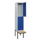 C+P Doppelstock-Spind Classic PLUS, Bank, 1 Abteil, 2120x400x815mm, 7035/5010 Verschluss Zylinderschloss Sitzbanktyp auskragend Material Sitzfläche Buche-Hartholz-2