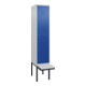 C+P Doppelstock-Spind Classic PLUS, Bank, 1 Abteil, 2120x400x815mm, 7035/5010 Verschluss Zylinderschloss Sitzbanktyp auskragend Material Sitzfläche Kunststoff-1