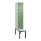 C+P Doppelstock-Spind Classic PLUS, Bank, 1 Abteil, 2120x400x815mm, 7035/6011 Verschluss Sicherheits-Drehriegel Sitzbanktyp untergebaut Material Sitzfläche Kunststoff-1