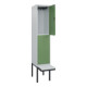 C+P Doppelstock-Spind Classic PLUS, Bank, 1 Abteil, 2120x400x815mm, 7035/6011 Verschluss Zylinderschloss Sitzbanktyp auskragend Material Sitzfläche Kunststoff-2