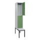 C+P Doppelstock-Spind Classic PLUS, Bank, 1 Abteil, 2120x400x815mm, 7035/6011 Verschluss Zylinderschloss Sitzbanktyp untergebaut Material Sitzfläche Kunststoff-2