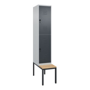 C+P Doppelstock-Spind Classic PLUS, Bank, 1 Abteil, 2120x400x815mm, 7035/7016 Verschluss Sicherheits-Drehriegel Sitzbanktyp untergebaut Material Sitzfläche Buche-Hartholz
