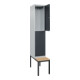 C+P Doppelstock-Spind Classic PLUS, Bank, 1 Abteil, 2120x400x815mm, 7035/7016 Verschluss Zylinderschloss Sitzbanktyp untergebaut Material Sitzfläche Buche-Hartholz-2