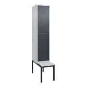 C+P Doppelstock-Spind Classic PLUS, Bank, 1 Abteil, 2120x400x815mm, 7035/7016 Verschluss Zylinderschloss Sitzbanktyp untergebaut Material Sitzfläche Kunststoff