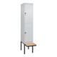 C+P Doppelstock-Spind Classic PLUS, Bank, 1 Abteil, 2120x400x815mm, 7035/7035 Verschluss Sicherheits-Drehriegel Sitzbanktyp auskragend Material Sitzfläche Buche-Hartholz-1