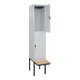C+P Doppelstock-Spind Classic PLUS, Bank, 1 Abteil, 2120x400x815mm, 7035/7035 Verschluss Sicherheits-Drehriegel Sitzbanktyp auskragend Material Sitzfläche Buche-Hartholz-2