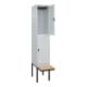 C+P Doppelstock-Spind Classic PLUS, Bank, 1 Abteil, 2120x400x815mm, 7035/7035 Verschluss Sicherheits-Drehriegel Sitzbanktyp auskragend Material Sitzfläche Buche-Hartholz