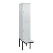 C+P Doppelstock-Spind Classic PLUS, Bank, 1 Abteil, 2120x400x815mm, 7035/7035 Verschluss Zylinderschloss Sitzbanktyp auskragend Material Sitzfläche Kunststoff