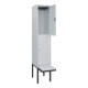 C+P Doppelstock-Spind Classic PLUS, Bank, 1 Abteil, 2120x400x815mm, 7035/7035 Verschluss Zylinderschloss Sitzbanktyp auskragend Material Sitzfläche Kunststoff-2