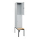 C+P Doppelstock-Spind Classic PLUS, Bank, 1 Abteil, 2120x400x815mm, 7035/7035 Verschluss Zylinderschloss Sitzbanktyp untergebaut Material Sitzfläche Buche-Hartholz-2