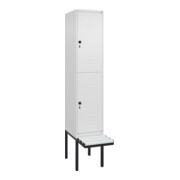 C+P Doppelstock-Spind Classic PLUS, Bank, 1 Abteil, 2120x400x815mm, 9016/9016 Verschluss Sicherheits-Drehriegel Sitzbanktyp auskragend Material Sitzfläche Kunststoff