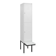 C+P Doppelstock-Spind Classic PLUS, Bank, 1 Abteil, 2120x400x815mm, 9016/9016 Verschluss Zylinderschloss Sitzbanktyp auskragend Material Sitzfläche Kunststoff
