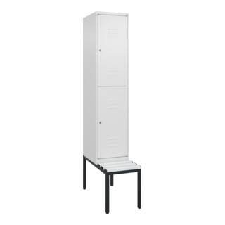 C+P Doppelstock-Spind Classic PLUS, Bank, 1 Abteil, 2120x400x815mm, 9016/9016 Verschluss Zylinderschloss Sitzbanktyp untergebaut Material Sitzfläche Kunststoff