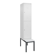 C+P Doppelstock-Spind Classic PLUS, Bank, 1 Abteil, 2120x400x815mm, 9016/9016 Verschluss Zylinderschloss Sitzbanktyp untergebaut Material Sitzfläche Kunststoff