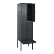 C+P Doppelstock-Spind Classic PLUS, Bank, 2 Abteile, 2120x600x815mm, 7016/7016 Verschluss Sicherheits-Drehriegel Sitzbanktyp auskragend Material Sitzfläche Kunststoff