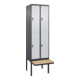 C+P Doppelstock-Spind Classic PLUS, Bank, 2 Abteile, 2120x600x815mm, 7016/7035 Verschluss Sicherheits-Drehriegel Sitzbanktyp auskragend Material Sitzfläche Buche-Hartholz-1