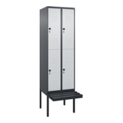C+P Doppelstock-Spind Classic PLUS, Bank, 2 Abteile, 2120x600x815mm, 7016/7035 Verschluss Sicherheits-Drehriegel Sitzbanktyp auskragend Material Sitzfläche Kunststoff