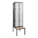 C+P Doppelstock-Spind Classic PLUS, Bank, 2 Abteile, 2120x600x815mm, 7016/7035 Verschluss Sicherheits-Drehriegel Sitzbanktyp untergebaut Material Sitzfläche Buche-Hartholz-1