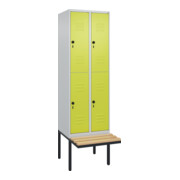 C+P Doppelstock-Spind Classic PLUS, Bank, 2 Abteile, 2120x600x815mm, 7035/0024 Verschluss Sicherheits-Drehriegel Sitzbanktyp auskragend Material Sitzfläche Buche-Hartholz