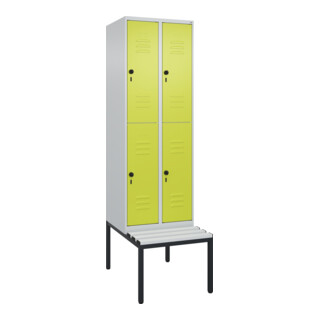 C+P Doppelstock-Spind Classic PLUS, Bank, 2 Abteile, 2120x600x815mm, 7035/0024 Verschluss Sicherheits-Drehriegel Sitzbanktyp untergebaut Material Sitzfläche Kunststoff