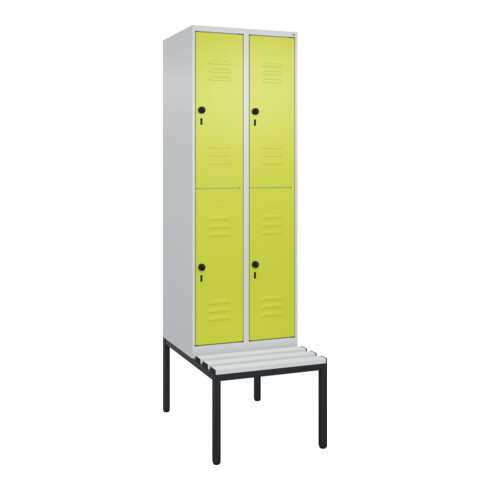 C+P Doppelstock-Spind Classic PLUS, Bank, 2 Abteile, 2120x600x815mm, 7035/0024 Verschluss Sicherheits-Drehriegel Sitzbanktyp untergebaut Material Sitzfläche Kunststoff
