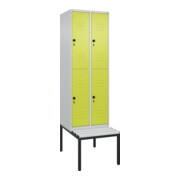 C+P Doppelstock-Spind Classic PLUS, Bank, 2 Abteile, 2120x600x815mm, 7035/0024 Verschluss Sicherheits-Drehriegel Sitzbanktyp untergebaut Material Sitzfläche Kunststoff